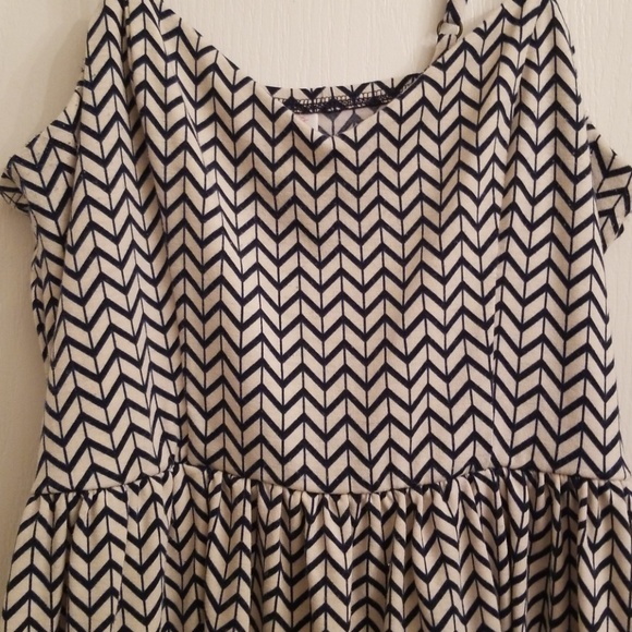 Navy and Cream Chevron Dress - Picture 2 of 2